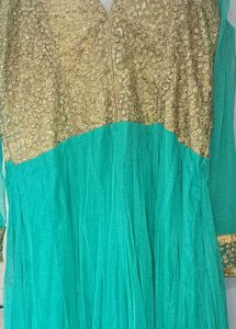 Sea Green Embroidery Ethnic Gown