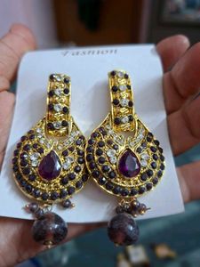 Stunning Gold & Purple Statement Earrings