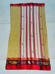 Elegant Mustard &amp; Red Silk Saree
