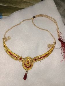 Beautiful Stone Necklace Set...With Red And Golden