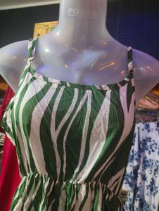 Stylish Green Striped Dress