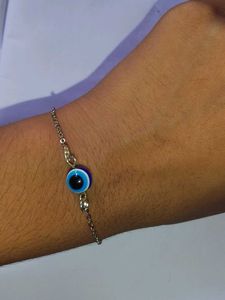 Pretty Silver Evil Eye Simple Bracelet Or Anklet