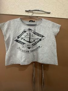 Grey Colour Crop Top