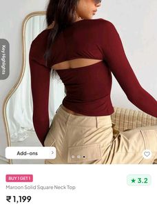 NEWME Maroon Square Neck Top