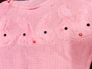 Pink Bunny Knit Crochet Top