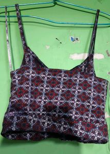 Patterned Cutout Crop Top