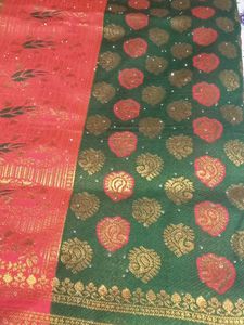 Elegant Red &amp; Green Saree