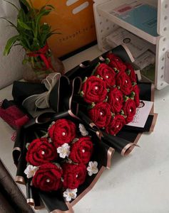Crochet Red Rose Bouquet