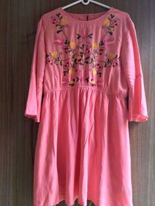 Embroidered Pink Dress
