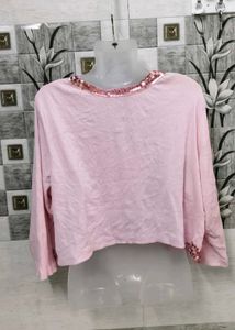 Pink Sequin Embellished Shrug