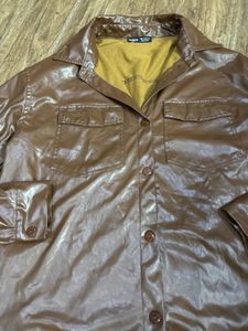 Brown Faux Leather Shirt