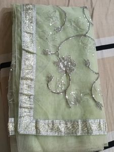 Sitara Work Net  Saree With A Stitched Blouse Bust 38..saree With No Flaws...Sale SALE SALE....GRAB IT
