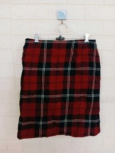 Red Plaid Wrap Mini Skirt