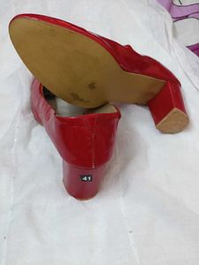 Classic Red Block Heel Pumps by ShoeTopia