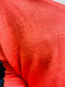 Orange V-Neck Knit Sweater