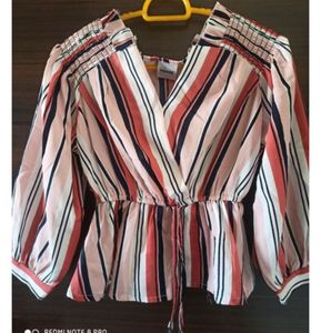 Striped Surplice Top