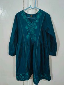 Embroidered Teal Kurta