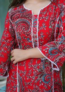 Red Paisley Print Kurta