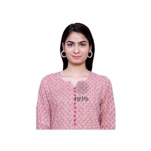Peach Colour Long Cotton  Kurti