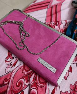 Pink Clutch suede sling