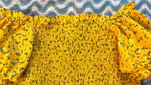 Yellow Floral Smocked Crop Top