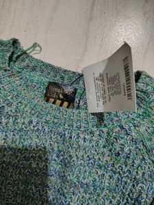 Green Waffle Knit Sweater