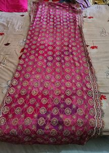 Pink And Golden Dupatta