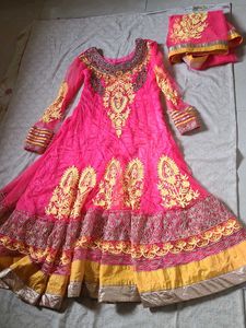 Pink Anarkali With Dupatta For Women
