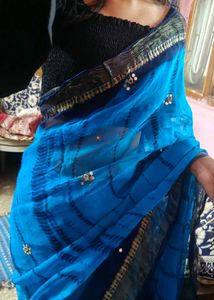 original polish Blue Tie-Dye Saree