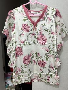 Floral Print Top ,top Part Of Night Wear