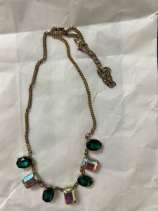 Emerald & Iridescent Gem Necklace