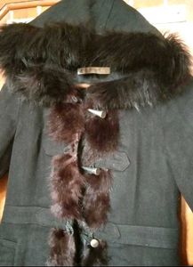 BRAND NEW Fancy Long Overcoat attached fur cap