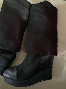 Black Wedge Boots