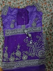 Purple Embroidered Saree