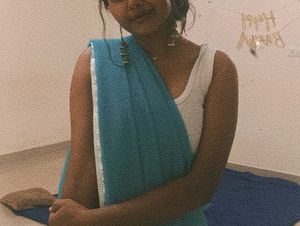 sky blue Saree with Silver white Border