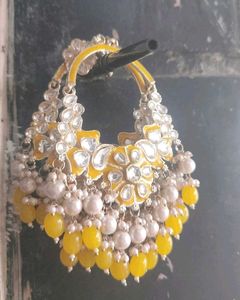 Yellow Kundan Earrings