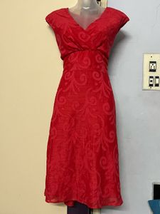 Pintrest Red Patterned Midi Dress