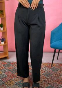 KOTTY Women Regular Fit Black Cotton Blend Trouser