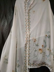 Pure White Cotton Kurta With Pant &amp; Dupatta