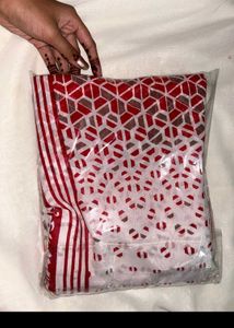 Red &amp; White Saree