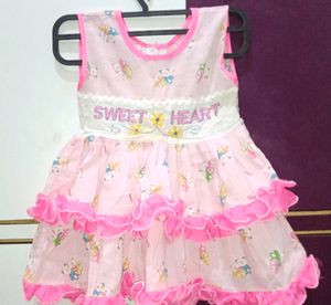 Baby Pink Colour Cotton Frock
