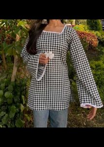 Houndstooth Print Kurti(customisation available)