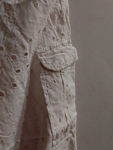 Eyelet White Cargo Pants