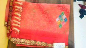 Red Saree with Embellishments