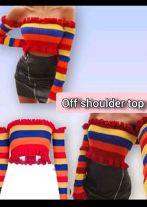 Off Shoulder Rainbow Top 🌈