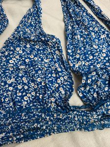 Blue Crochet Halter Top