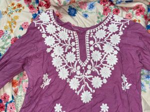 Purple Embroidered Kurta