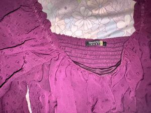 Square Neck Flared Sleeves Crop Top