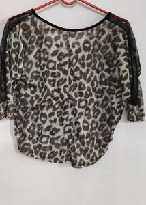Animal Print Assymetrical Crop Top