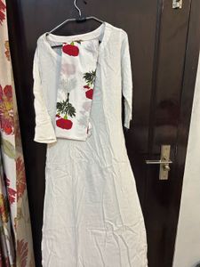 Boho Kurta-Set with Floral Scarf